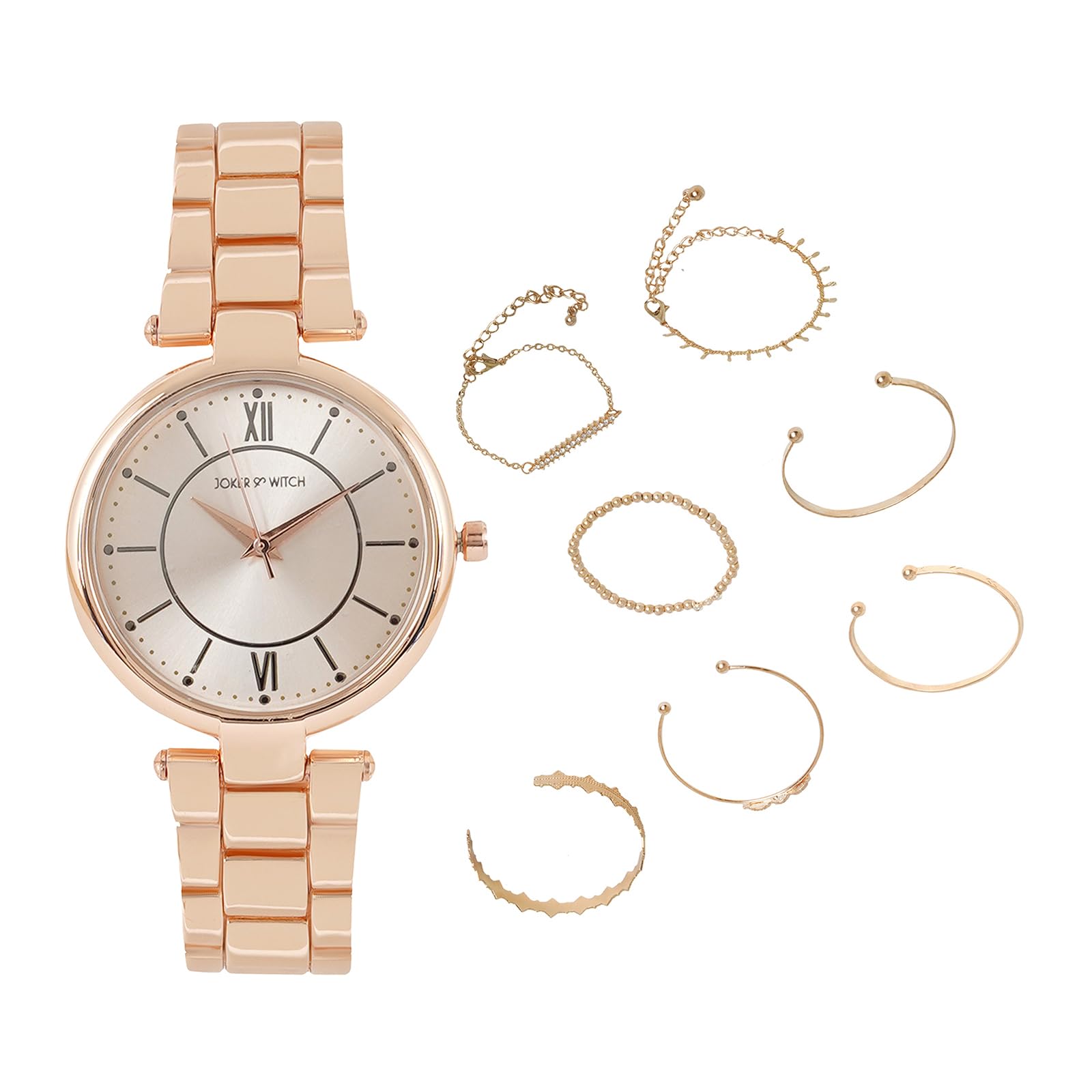 Joker & Witch Stainless Steel Women Lizzie Analog Watch Bracelet Stack, Rose Gold Dial, Rose Gold Band (B0C7LB48ND) Amazon Price History, Amazon Price Tracker