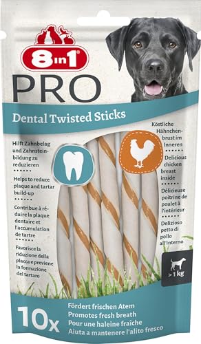 8in1 Pro Dental Twisted Sticks - gesunde Kaustangen für Hunde zur Zahnpflege, 10 Stück