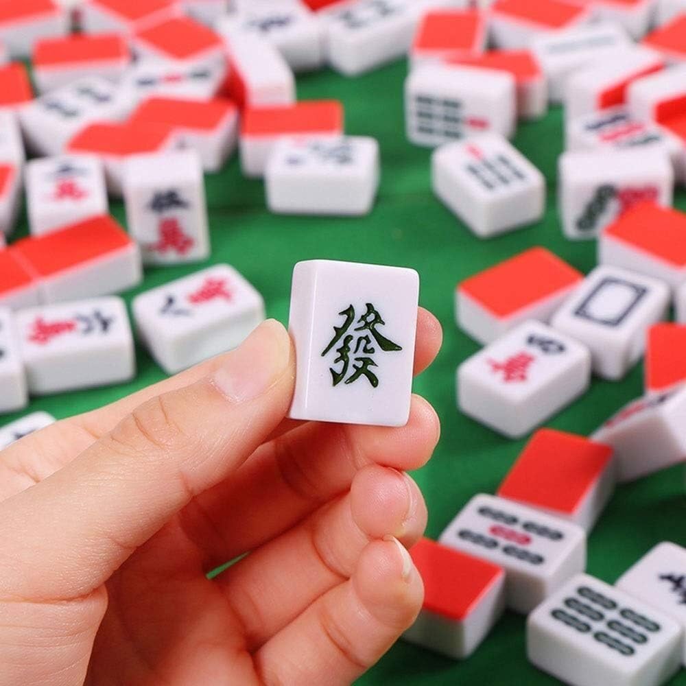 Ensemble de Mahjong Ensemble de Mahjong Jeu de Rassemblement Pack de Jeu Traditionnel(Bianco)