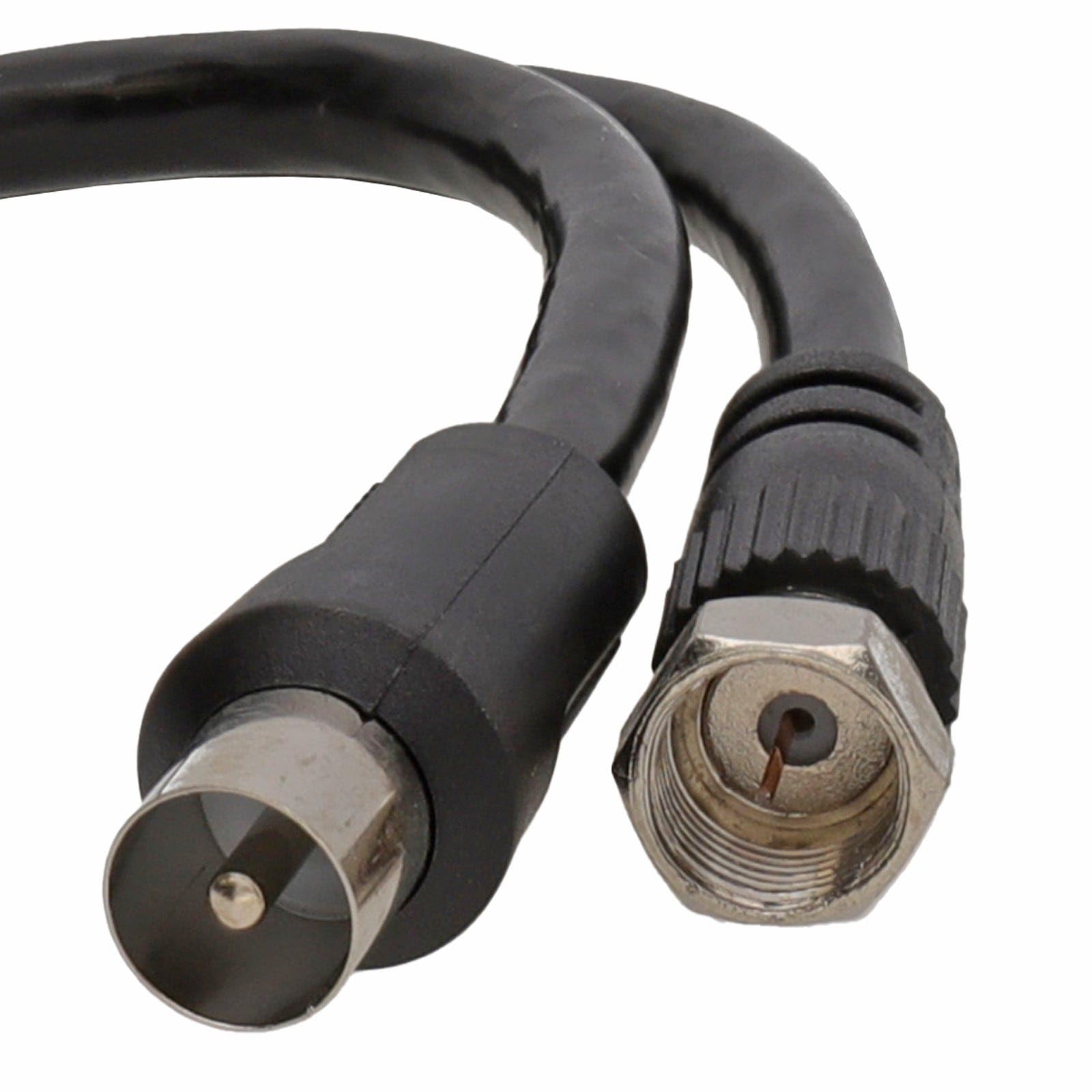 kenable Coaxial Satellite to TV Aerial Cable F type Plug to RF Fly Lead RG59 0.5m Black