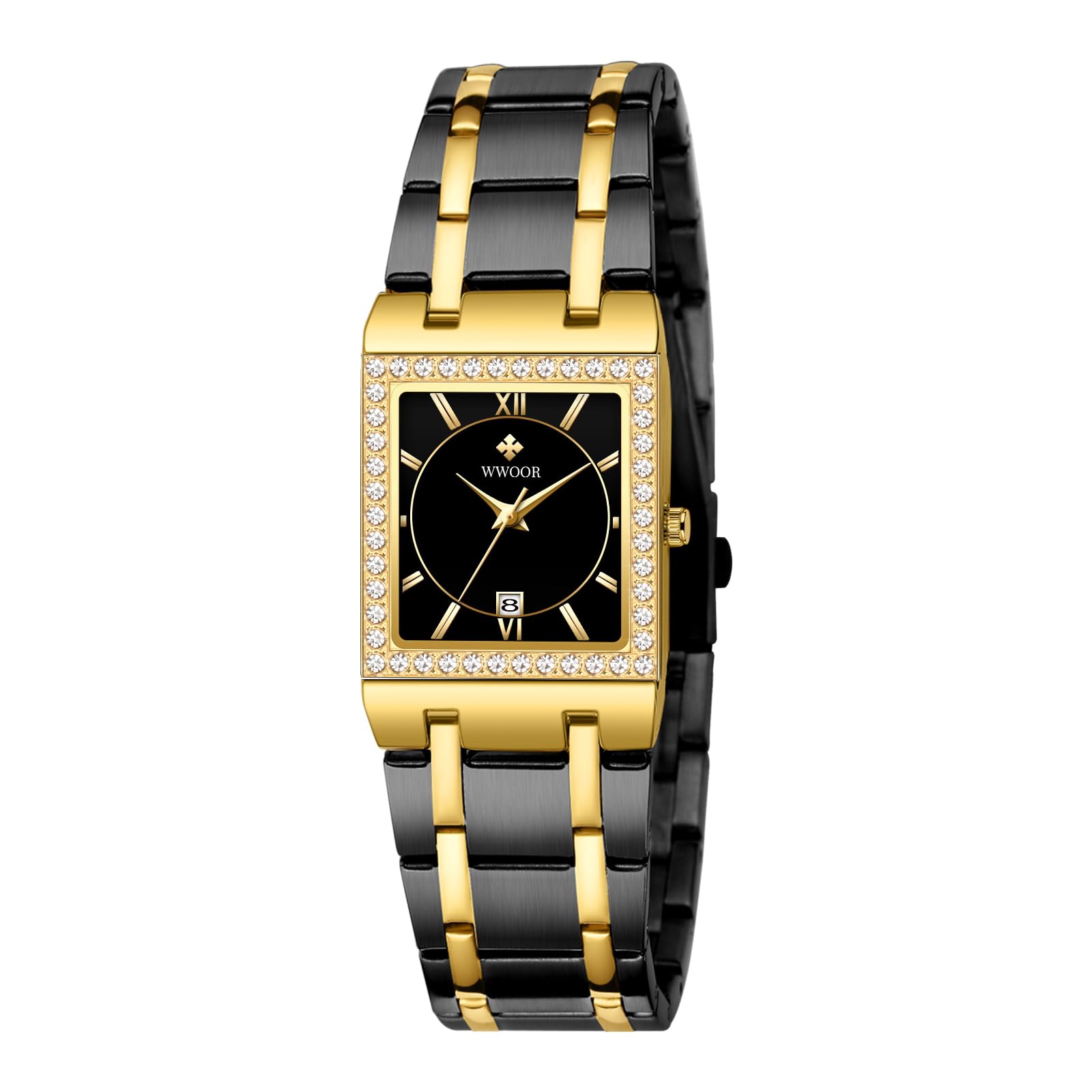 WWOOR Orologi da donna per piccoli polsi in acciaio inossidabile Dainty Square Orologi per le donne con data Orologi da donna impermeabili Elegante vestito al quarzo Orologi da polso da donna Reloj de