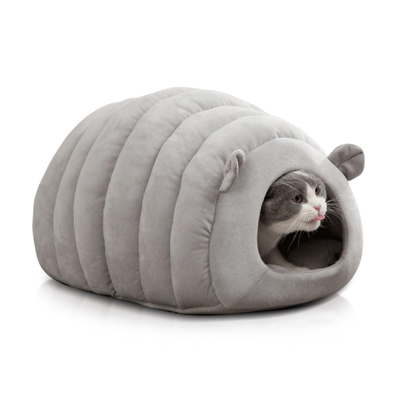 PETCUTE Niche pour Chat Lavable avec Coussin Amovible, Panier Chaud et Confortable pour Chats et Chiens, Igloo Tente Intérieur Extérieur