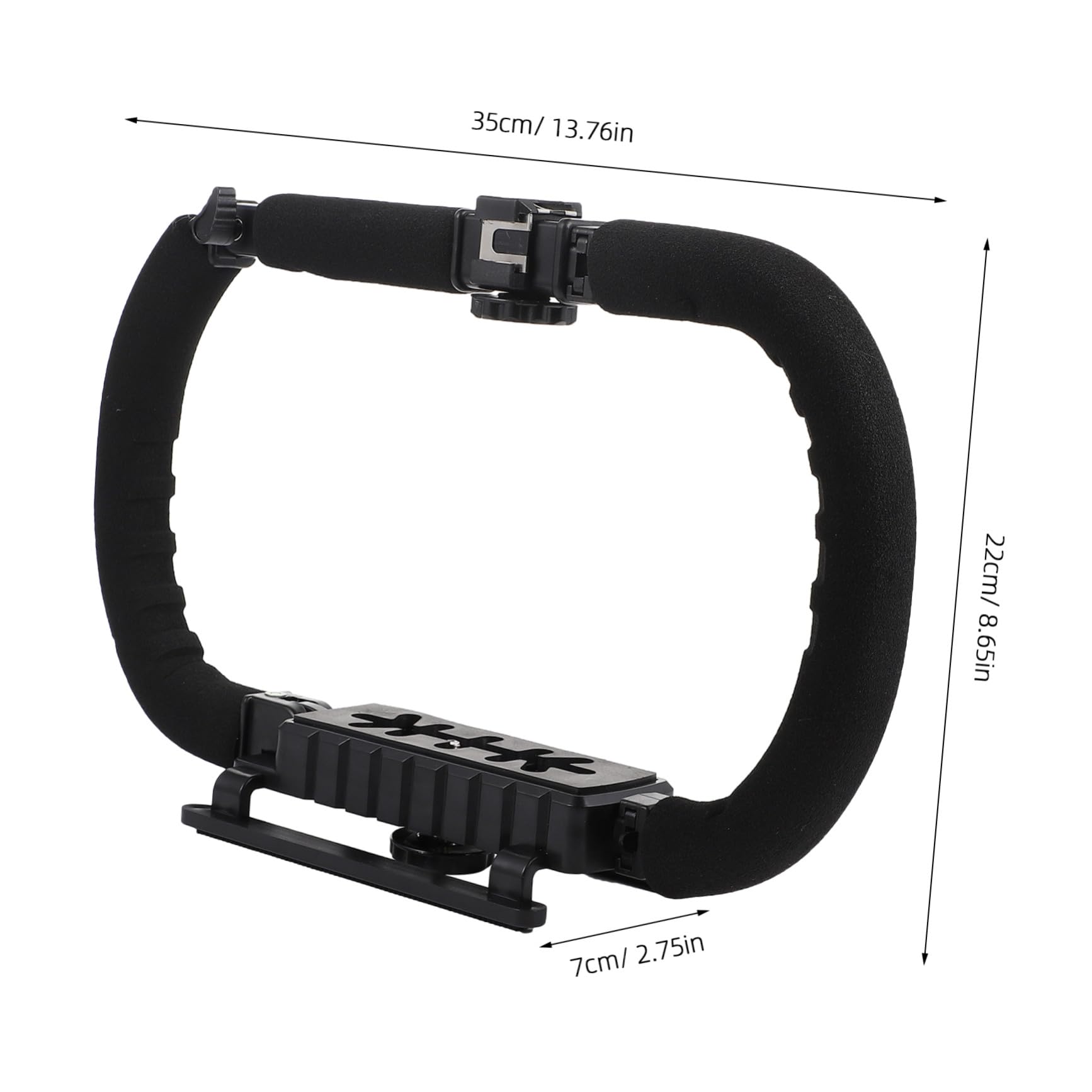 Uonlytech Estabilizador de Cámara para Móviles y Videocámaras Mango de Esponja Antideslizante y 3 Puertos de Zapata para Montaje de Accesorios Profesionales