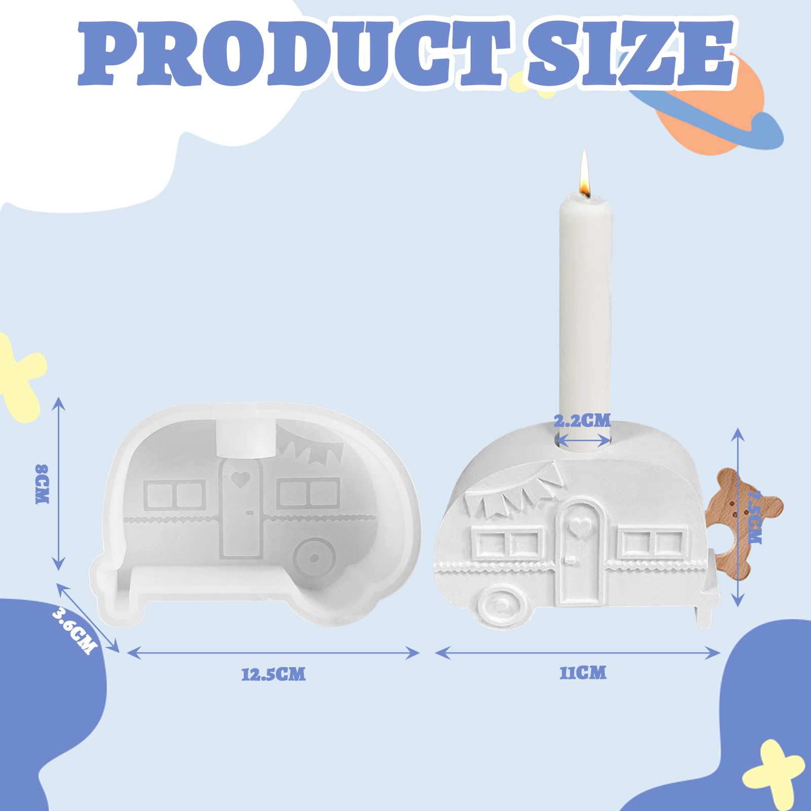 Camping Bus Silikonform Für Kerzenhalter – 9,5 X 13,2 Cm, Für Epoxidharz, Beton & Gips – DIY Gießform