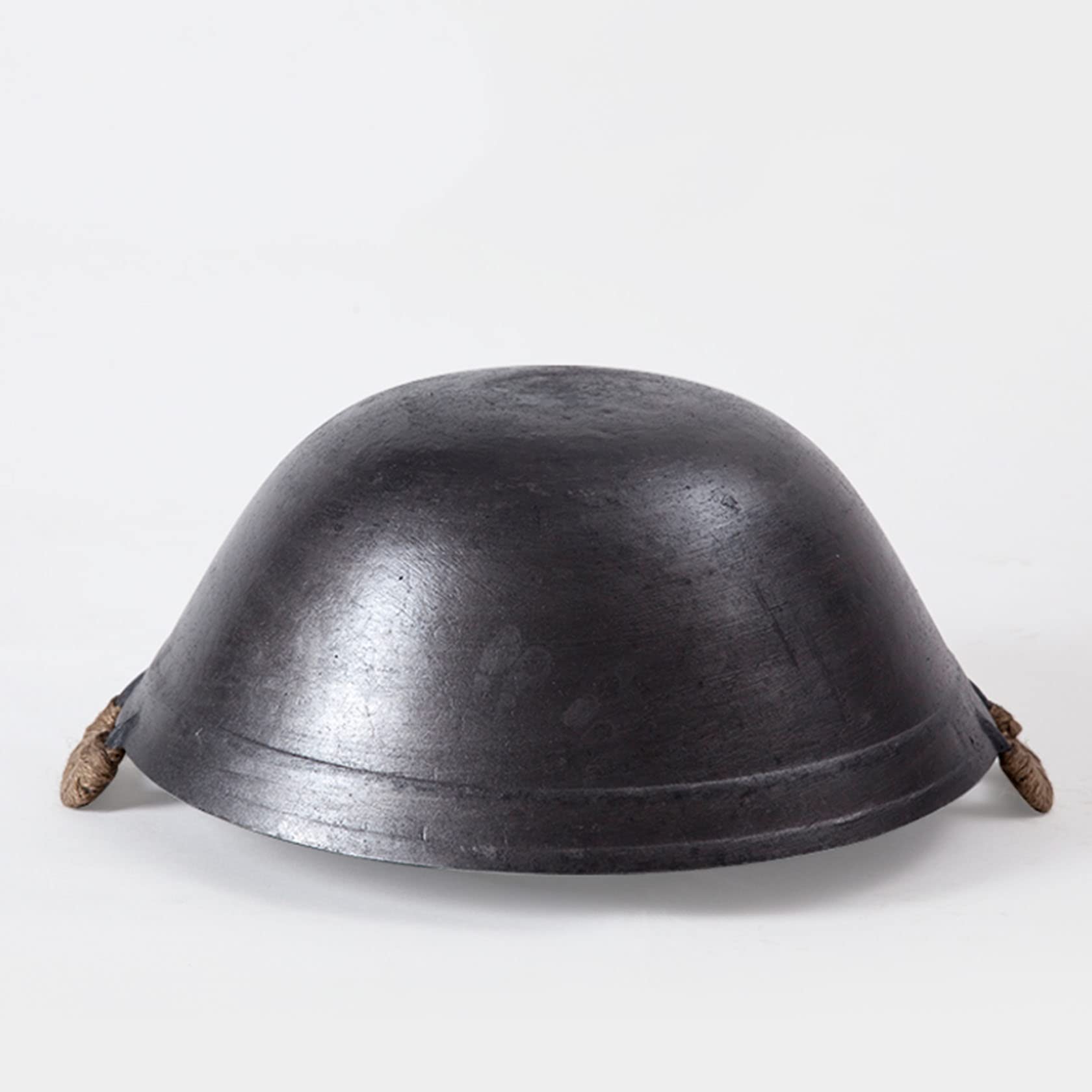 Żeliwna patelnia, żeliwna patelnia z podwójnymi uszami, tradycyjny staromodny wok żelazny, ręcznie nawijany uchwyt liny konopnej, 32 cm, 32 cm