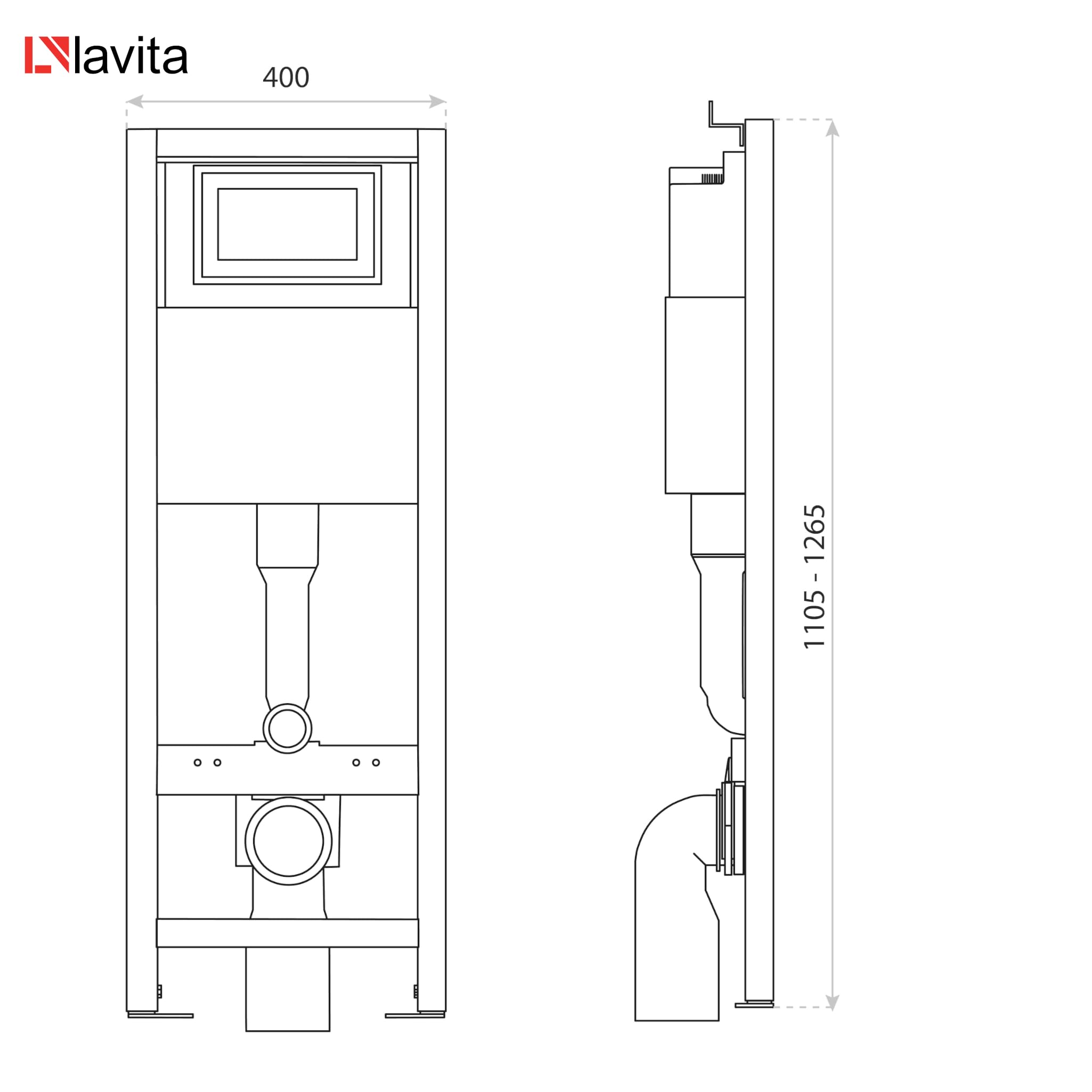 Domino Lavita elemento da parete WC sospensione placca comando RC cromato altezza flessibile 112-128 cm