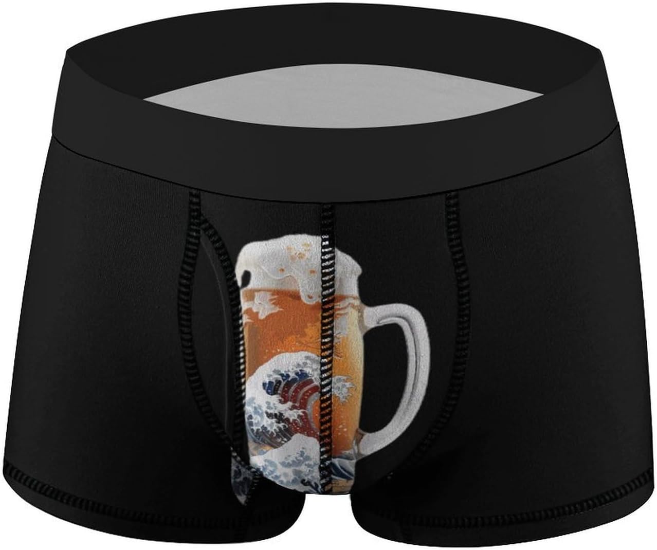 The Great Wave of Beer Novelty Men's Trunks Soft Breathable Underwear Patterned Stretch Briefs