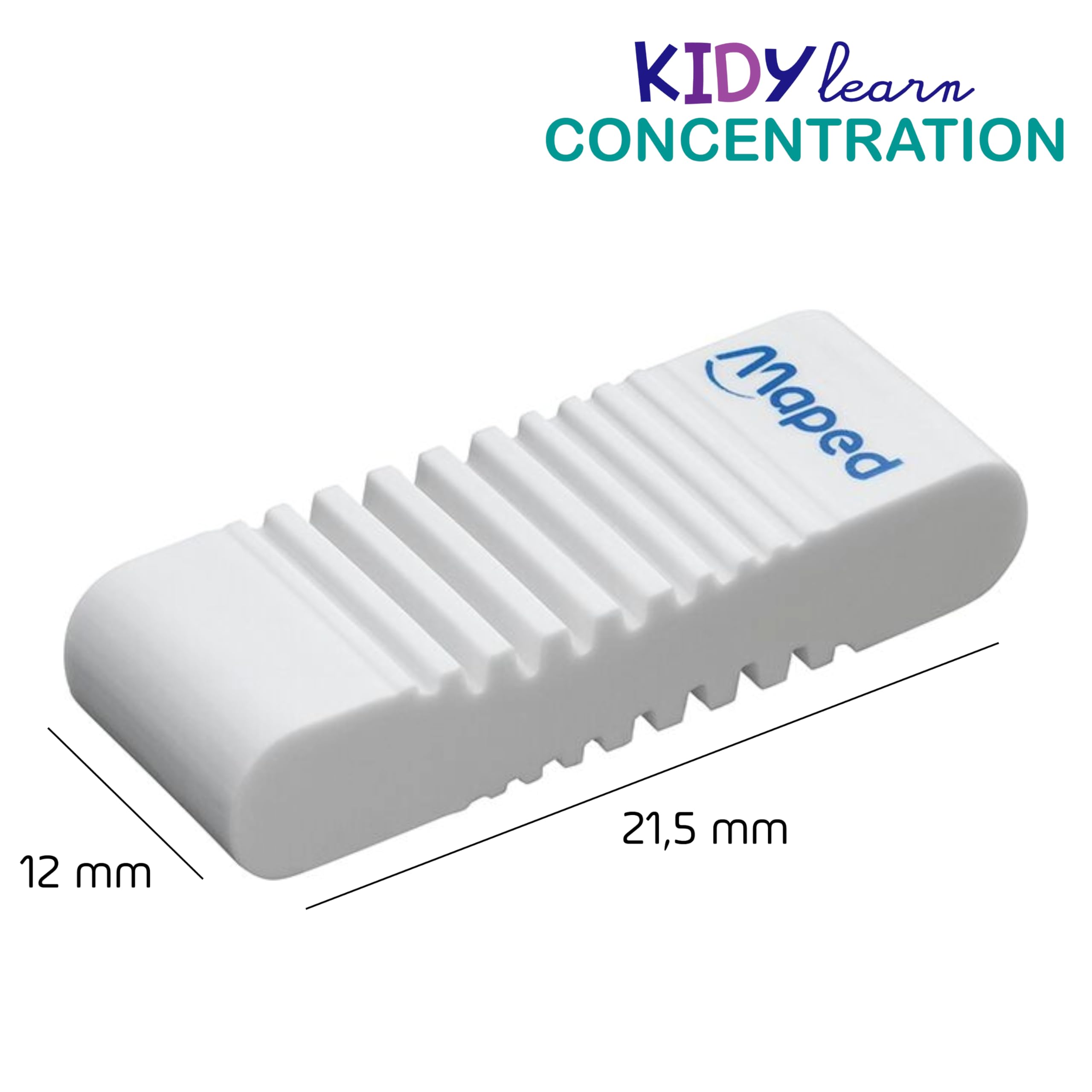 Maped - 2 gomme KIDY LEARN CONCENTRATION - Superficie strutturata - Stimolazione sensoriale - Gomma efficiente - Made in France - Confezione di carta riciclabile
