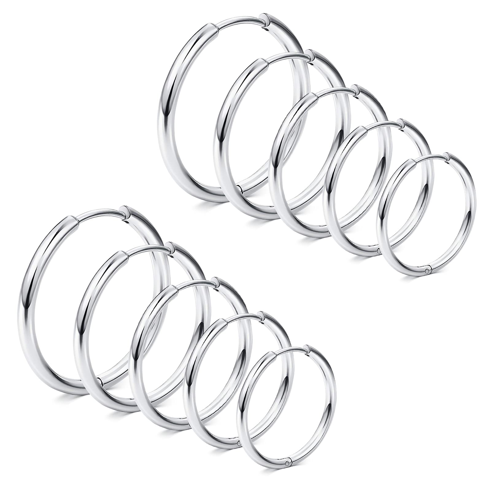 Funseedrr Pendientes con Bisagra de Acero Inoxidable Anillos Segmento Aros Huggie Piercing Oreja Joyas