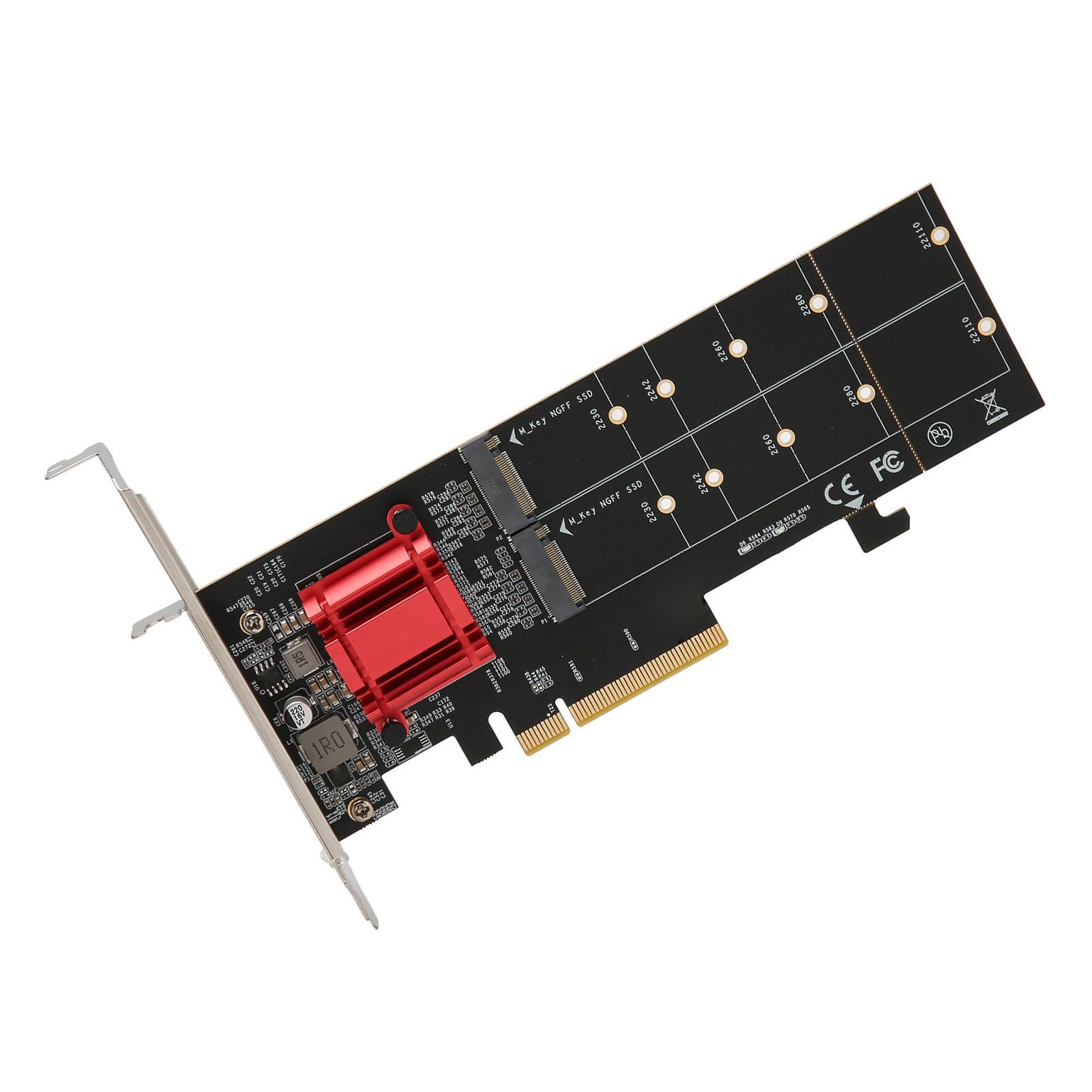 Tarjeta Adaptadora Dual M.2 Pcie Nvme, M.2 Nvme NGFF SSD a Tarjeta PCI e 3.1 Gen3 X8 X16, Chip ASM1812 con Funcionalidad de Horquilla Pcie, Compatible con Todas Las Unidades de Estado Sólido
