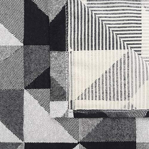 Tapete Sala Antiderrapante Jacquard Moderno 132x250cm Preto Casa Dona