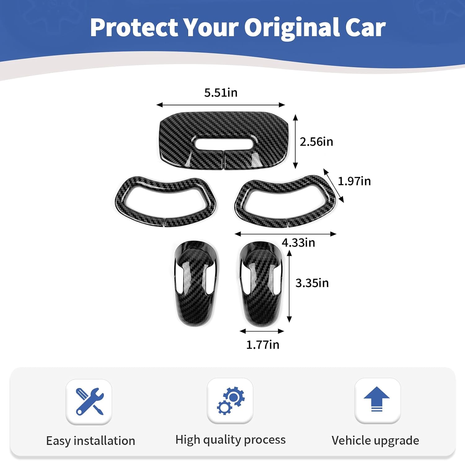 for RAM Seat Belt Trim Cover for RAM 1500 2010-2017 Black Carbon Fiber Interior Accessories 5pcs