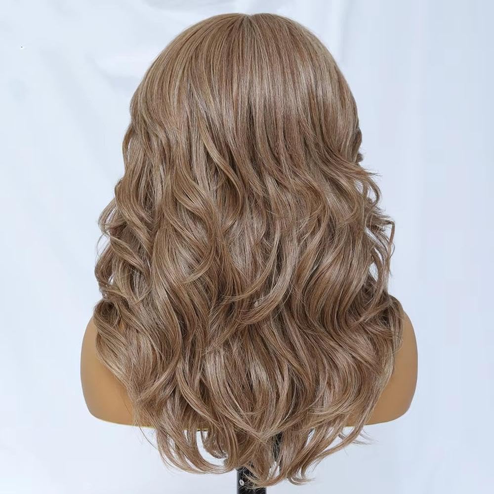 Haarpflege 13x5x1T Teilspitzeperücke 18 Zoll Ombre Braune Perücken Mit Pony Für Den Täglichen Gebrauch(3)