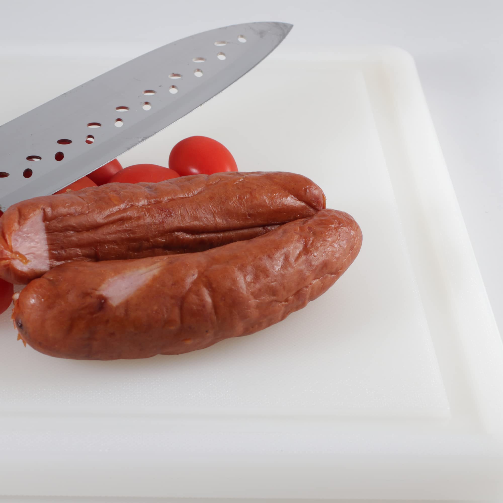 Schneidbrett Hackbrett Küchenbrett extra dick rutschhemmende Füße Schneidebrett Küchen Steak Brett mit Saftrinne Tranchierbrett HACCP Konformität weiß 60x40x2 cm Kunststoff BPA free