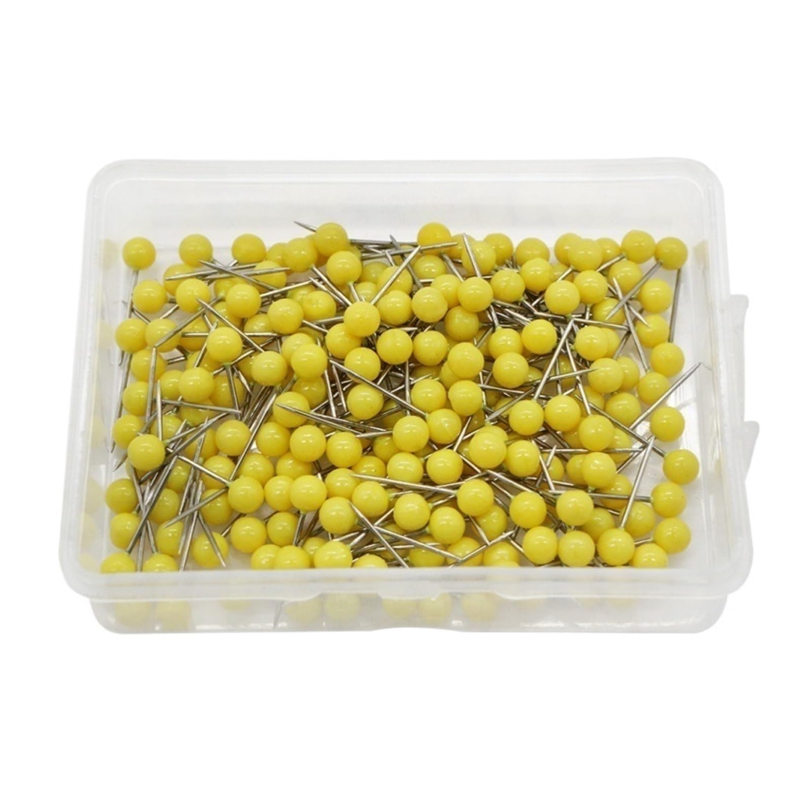 Cute Push Pins 400pcs Color Beads Head Marking Push Pins Round Ball Map Thumb Tacks Photo Bulletin Cork Board Wall DIY Craft(Yellow)