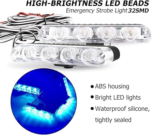 Miniatura 10 de 4 x 6 LED de emergencia estroboscópica intermitente, luces de peligro 4 en 1 de montaje en superficie luz, de advertencia de luz externa con control