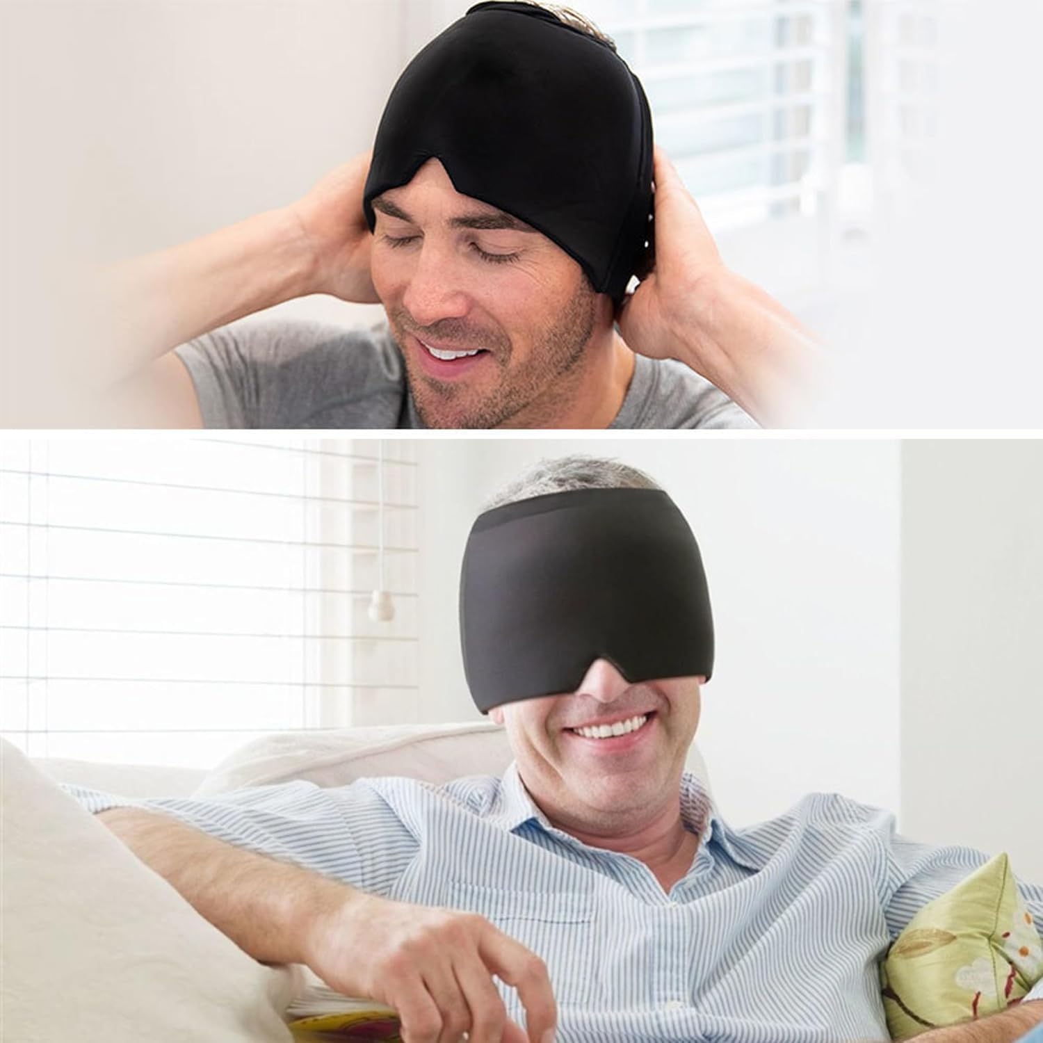 Gel cap Per Emicrania, un Buon Cappello Per Alleviare l'emicrania, Si Rilassa Quando Attacchi di Emicrania, Gel Riutilizzabile, Cappuccio per Emicrania e Sinusite che Copre la Testa(Blu)