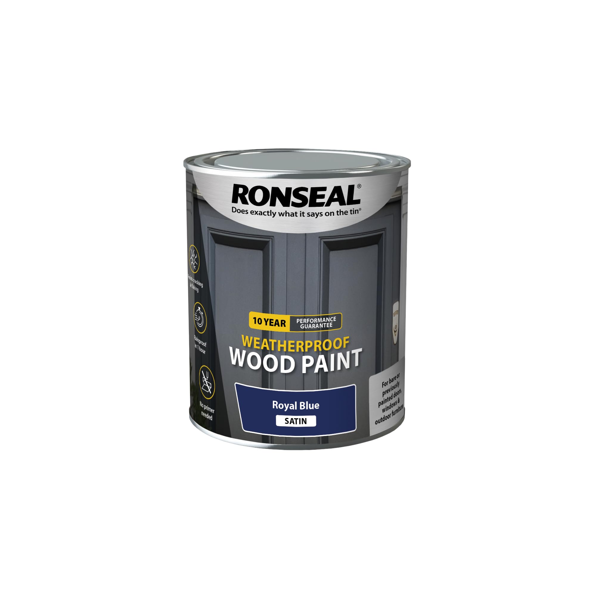 Ronseal 10 Year Weatherproof Wood Paint Royal Blue Satin 750ml
