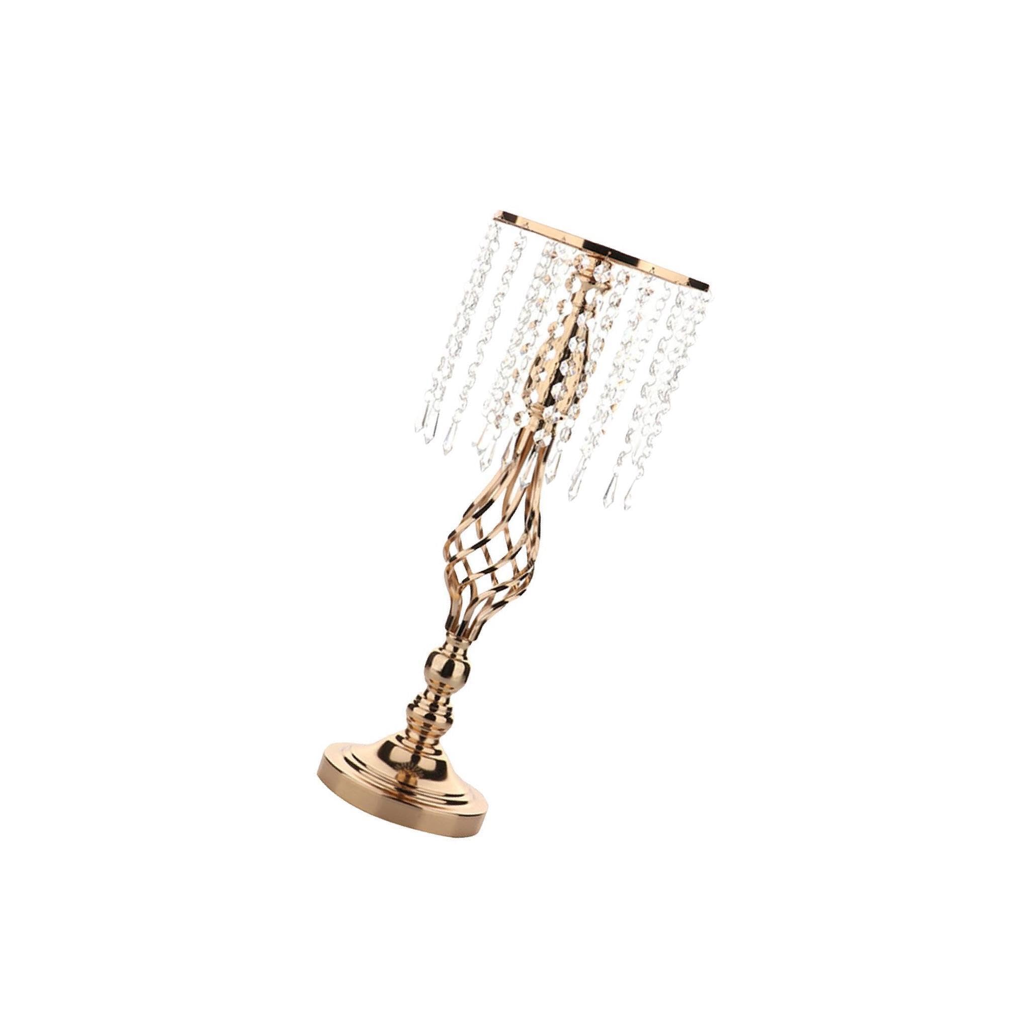 Zambuph Stylish Crystals Candle Holder Decorative Table Wedding Flower Vase Candlesticks, Gold 70cm
