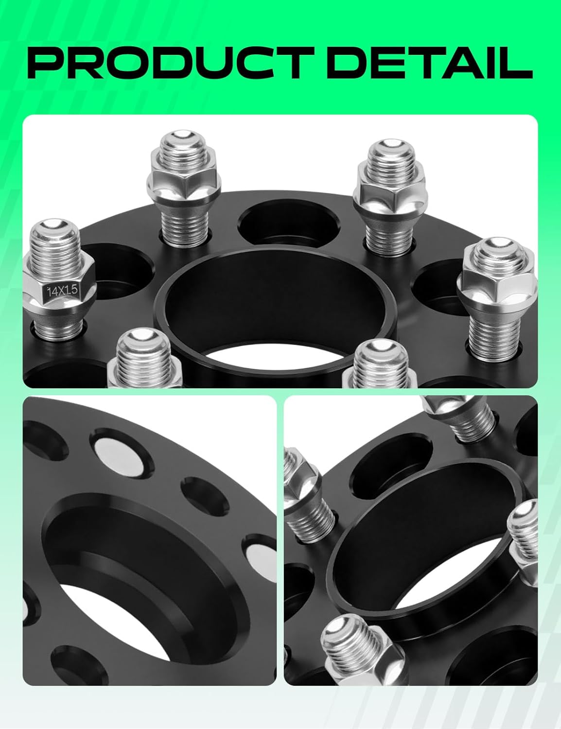 YHTAUTO 6x120mm Hubcentric Wheel Spacers 1 Inch Compatible with Cadillac, Chevrolet, Buick, GMC & Saab Models, SRX, Blazer, Forged Tire Spacers 1 Inch with M14x1.5 Studs 66.9mm Hub Bore 4PCS, Black