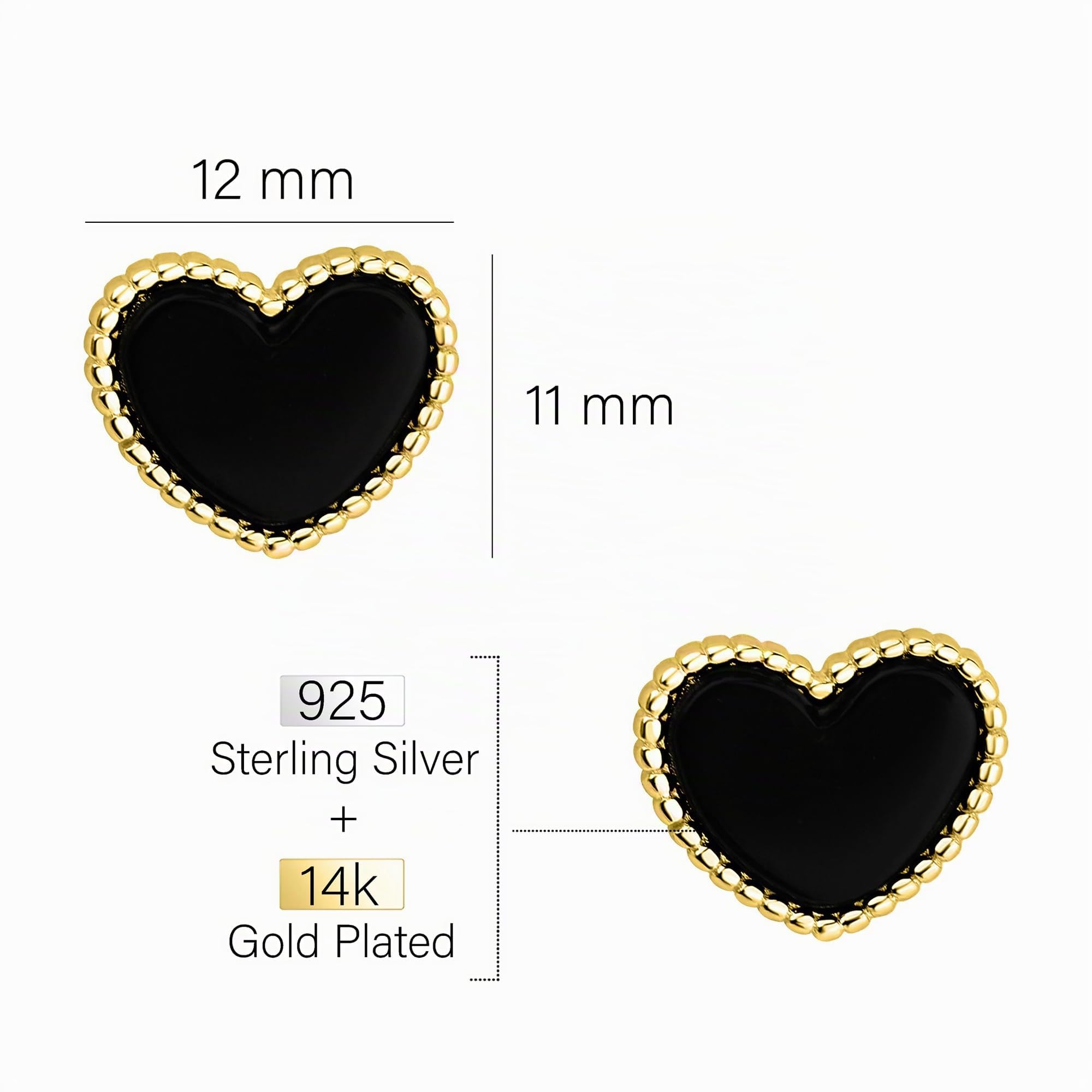 SOFIA MILANI - Damen Ohrringe 925 Silber - mit Zirkonia Steinen - Schwarzes Herz Kugel Ohrstecker