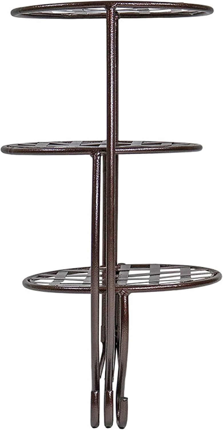 Sunnydaze Indoor or Outdoor Plant Stand for Potted Plants - 3-Tier Checkered Design - Set of 2 - Bronze