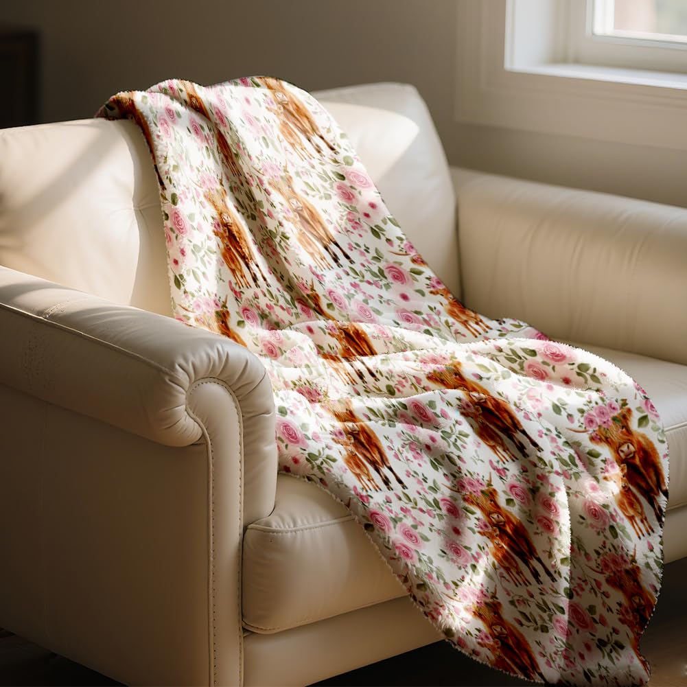 Couverture Douce En Flanelle à Motif Fleurs Sauvages - 150x130 Cm - Parfaite Pour Canapé, Lit, Bureau, Pique-nique - Lavable En Machine