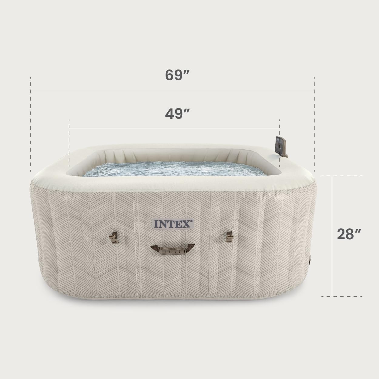 INTEX 28445EH Vasca idromassaggio Portatile Portatile Gonfiabile per 4 Persone PureSpa Deluxe Chevron Deluxe, Include Copertura per Spa a efficienza energetica, App di Controllo Spa, Sistema di Acqua