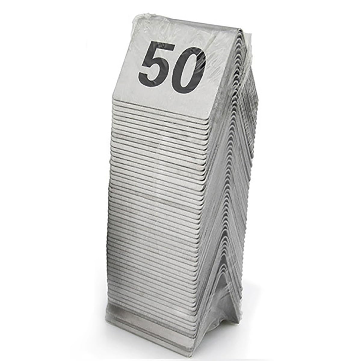 SaryEdge Table Numbers 1-25/50/70/100, Stainless Steel Table Number Cards, Restaurant Cafe Bar Seating Tent Table Numbers Double-Sided, Wedding Table Number Em,1 to 50