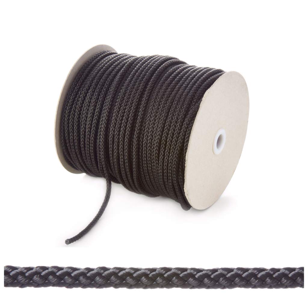 Kalsi Cords 6mm Round Polypropylene Braided Rope Cut Length, Strong & Durable Poly Cord Rope for Outdoors, Tie Downs, DIY Projects and General Use (Black, 5 Metres Cut Length)