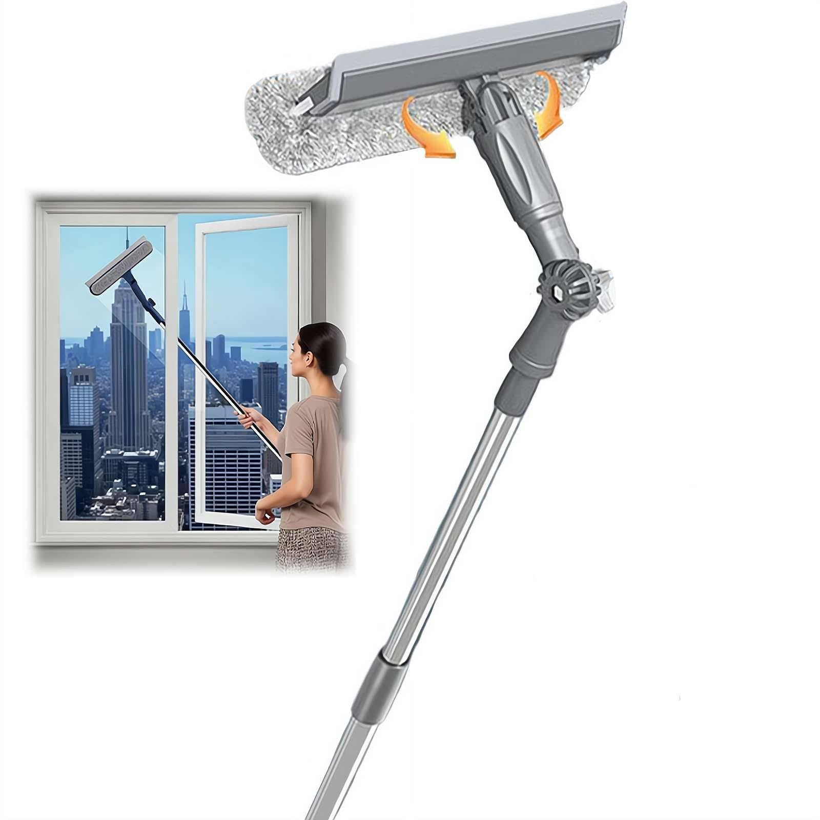 Rasqueta de ventanas de 47 pulgadas con mango telescópico y kit de limpieza 4 en 1