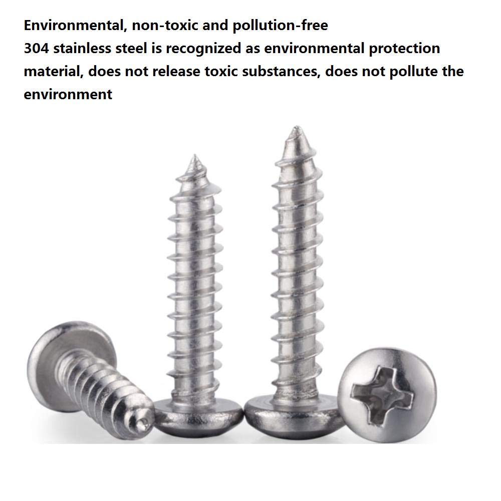 304 Stainless Steel Cross Round Head, Self-Tapping Screw, PA Wood 