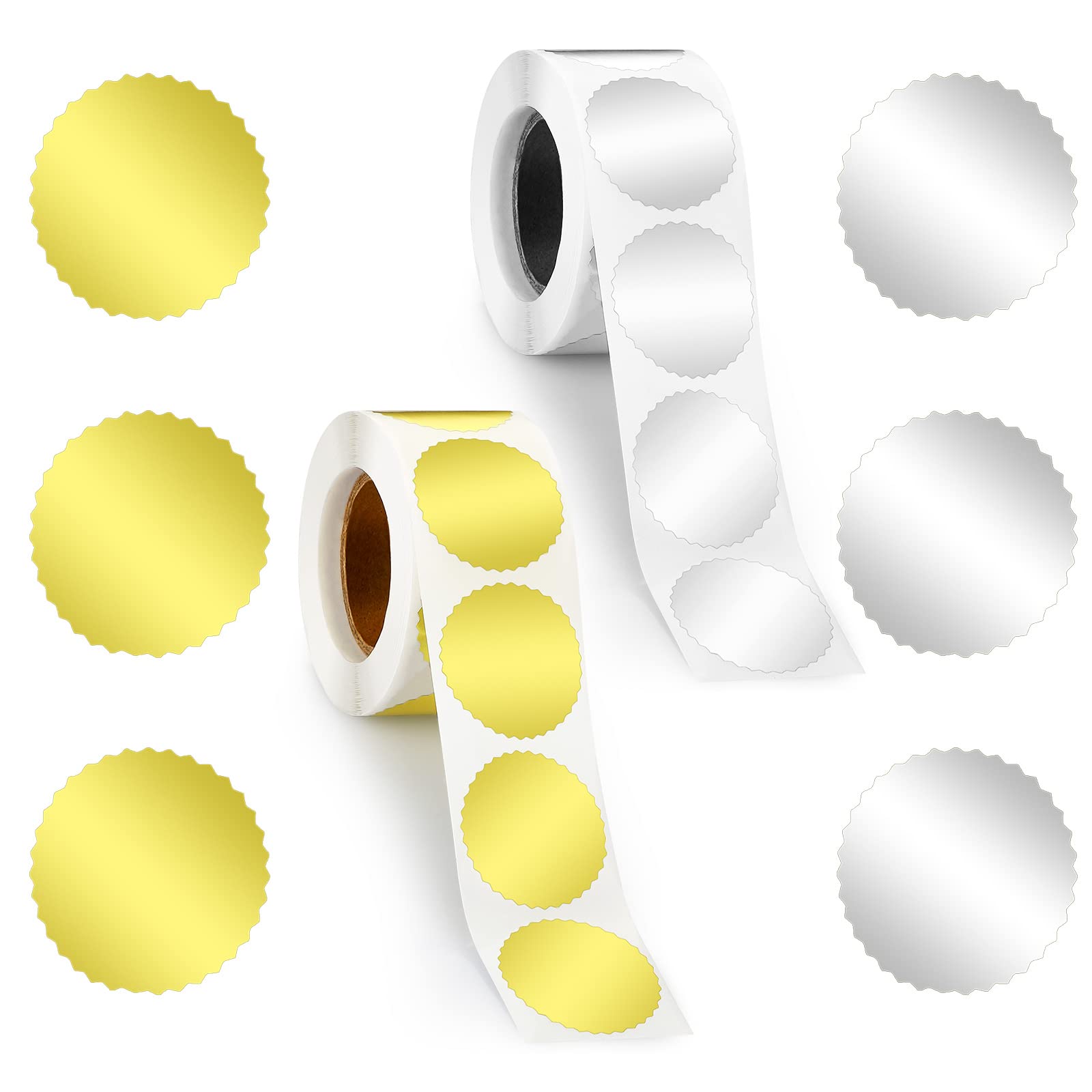 Buy 1000 Pcs 1.5 Inch Round Labels Certificate Wafer Seals with Serrated Edge Gold Foil Stickers