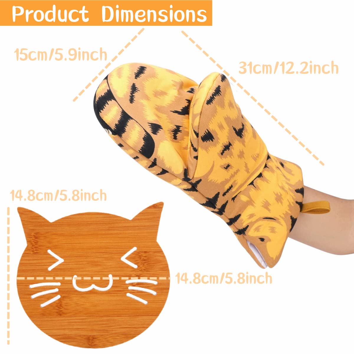 Produktbild von Ofenhandschuhe Kinder Cricket & Junebug Ofenhandschuhe Mit Katzenpfoten - Hitzebeständig & Lustig Mit Aufhänger
