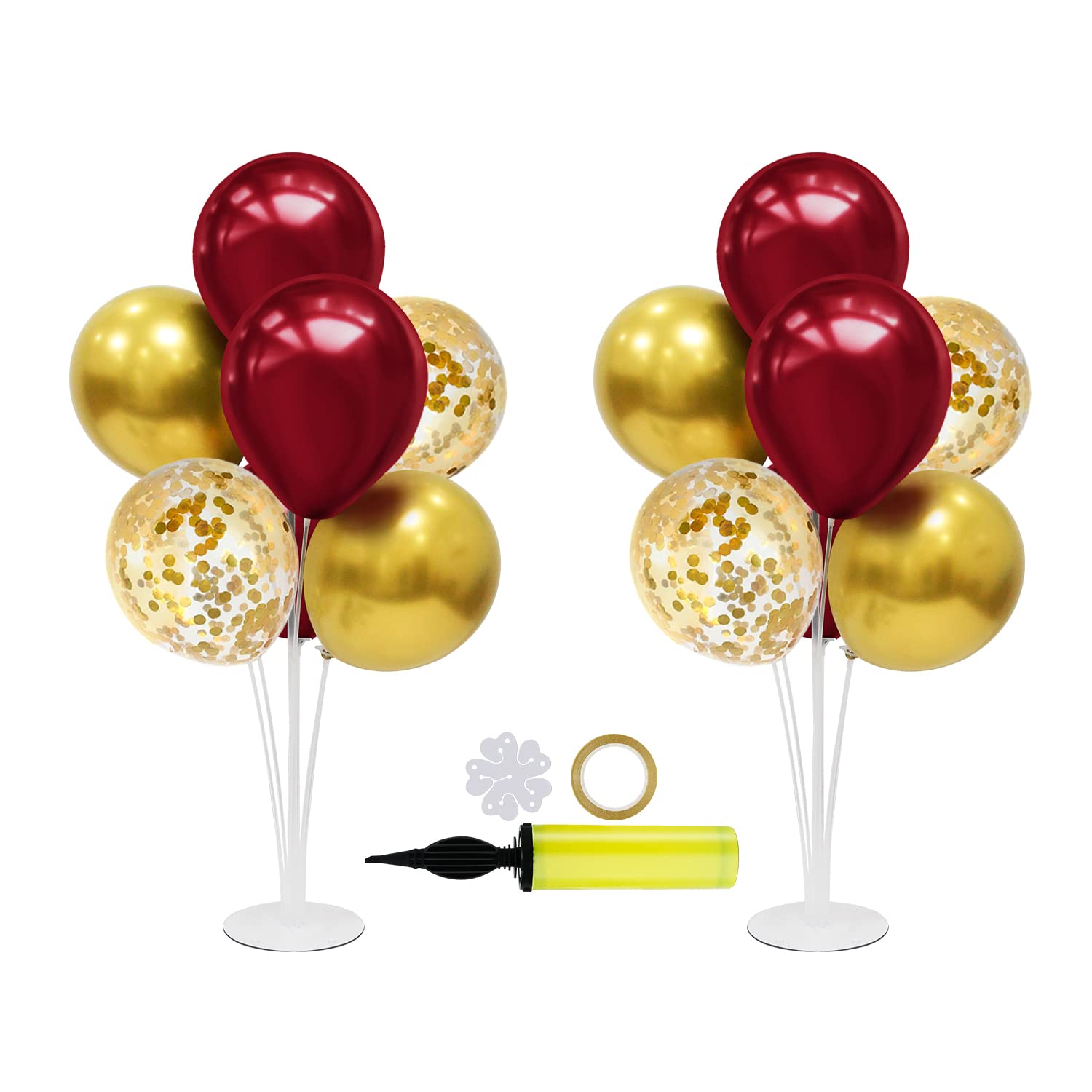 Photo 1 of 2Set Balloon Stand, Balloon Stands for Table, Red And Gold Balloon Table Centerpiece, Reusable Birthday Graduation Wedding Engagement Mother's Day Party Decorations(red and gold) Gold-red set of 2