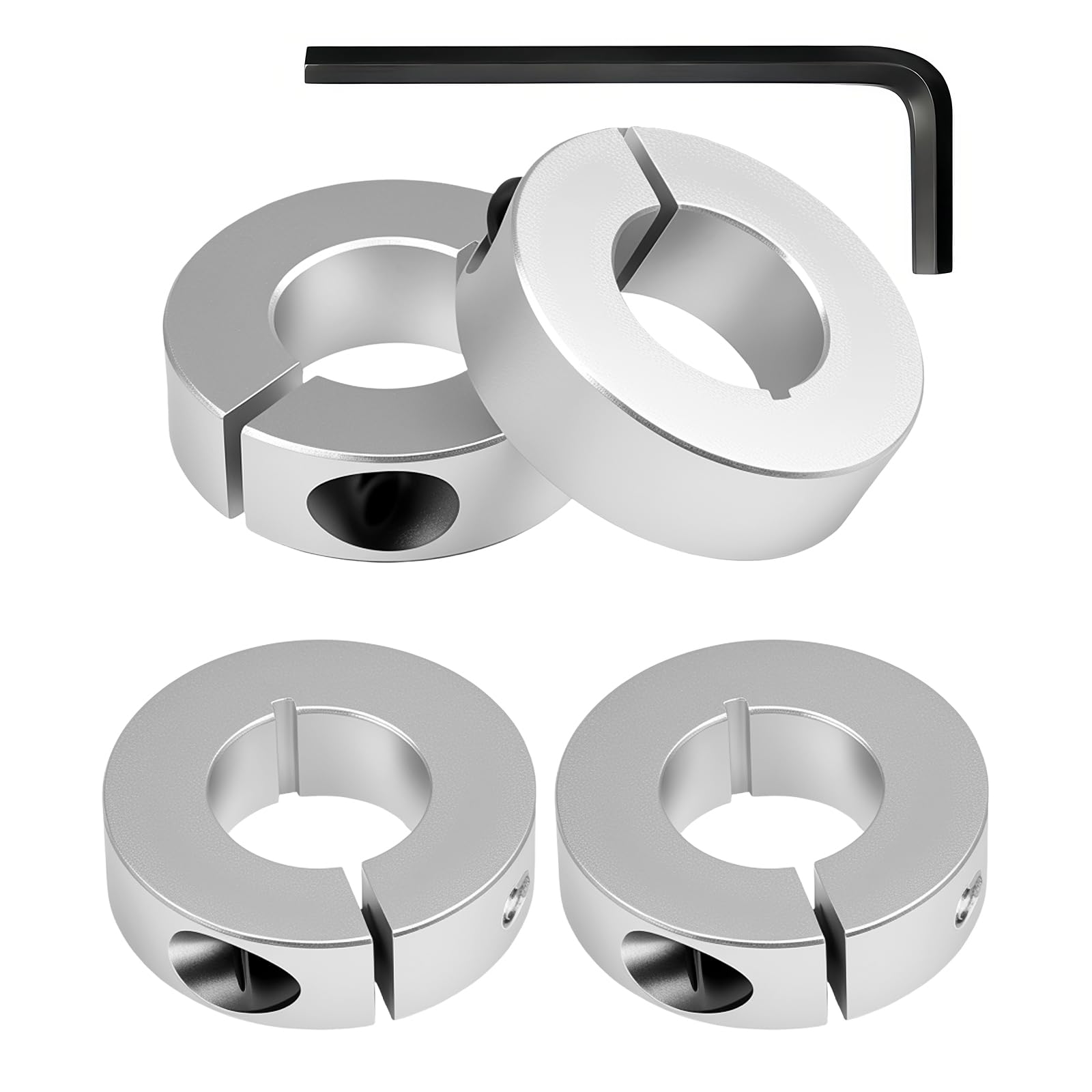 Aluminum Shaft Collars - 4 Pcs, M5 Set Screws -1