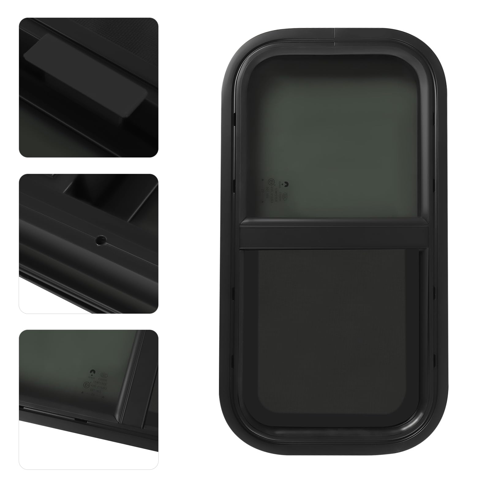 Ventana de caravana de 700 x 400 mm, para caravanas, con red de protección contra insectos, color negro, para autocaravanas, remolques y camionetas, instalación de sujeción para 46-60 mm de grosor