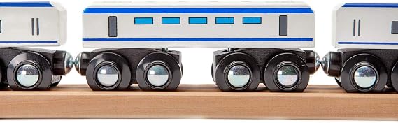 maxim enterprise, inc. Express Train Set, Bullet Train for Wooden Train Track, Train Set of 2 Engines & 1 Passenger Car, Compatible with Thomas and Friends, Brio & Other Major Brand Wooden Railways