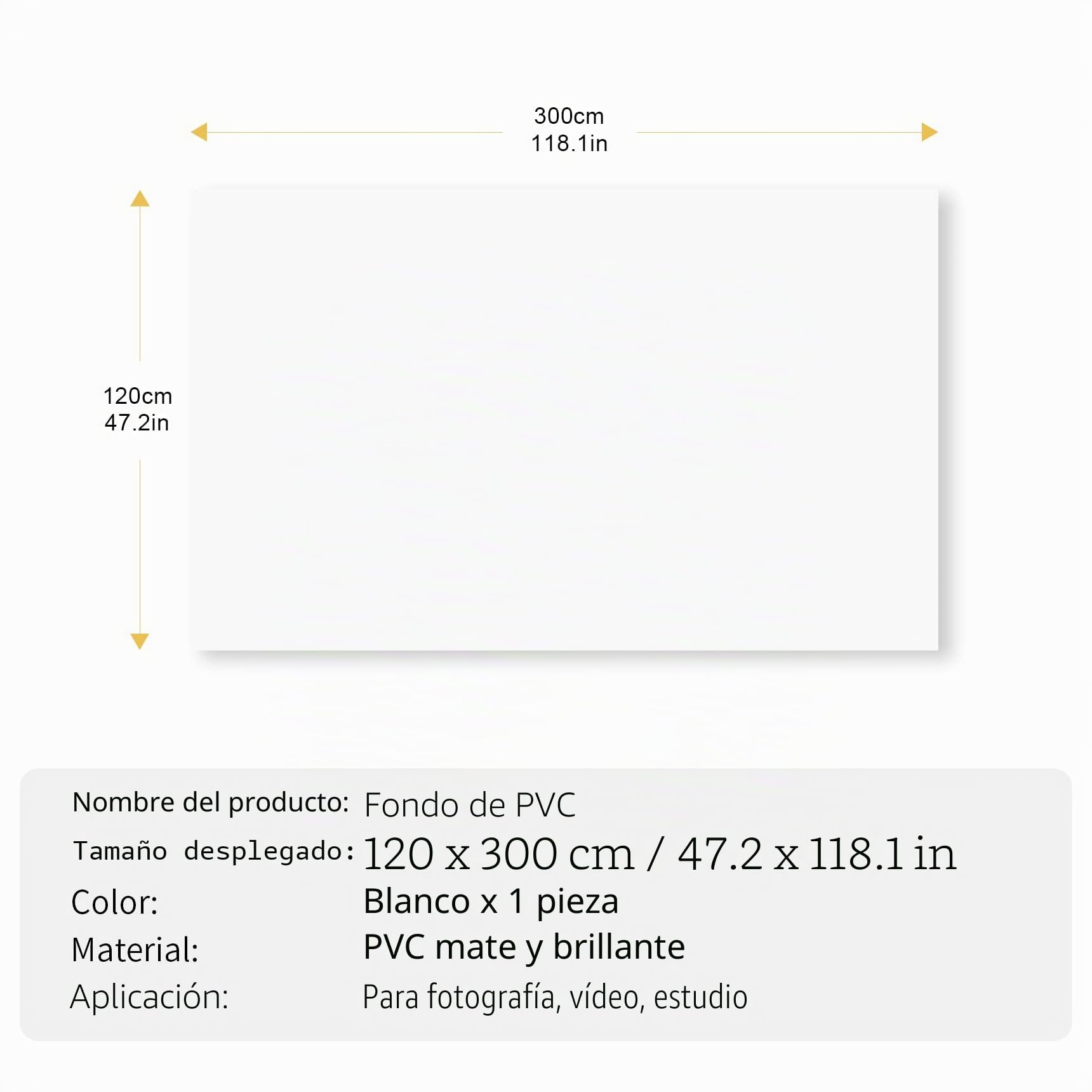 Selens - Fondo de fotografía (PVC, 120 x 300 cm, Blanco, Impermeable