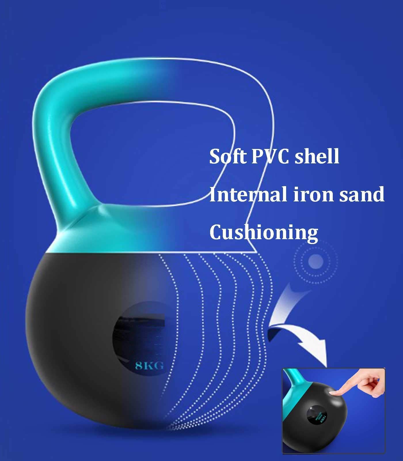 Kettlebell Color Morbido Fitness Kettlebell, Cross Training Forza Muscolare Peso Allenamento per Uomo E Donna, 8kg / 12 kg / 16 kg