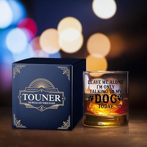 Miniatura 5 de TOUNER Leave Me Alone I'm Only Talking To My Dog - Vasos de whisky The DogFather, regalos para amantes de los perros para papá, abuelo, regalos para