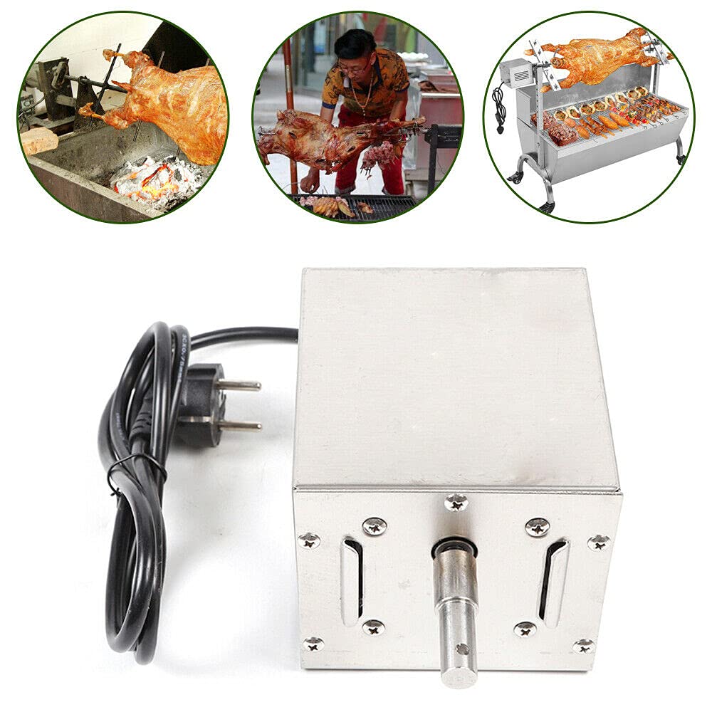 SHZICMY Silnik do grilla ze stali nierdzewnej, elektryczny, olbrzymi silnik do grilla, grill ogrodowy, obrotowy rożen do grilla, silnik elektryczny, 60 kg, 220 V, 25 W