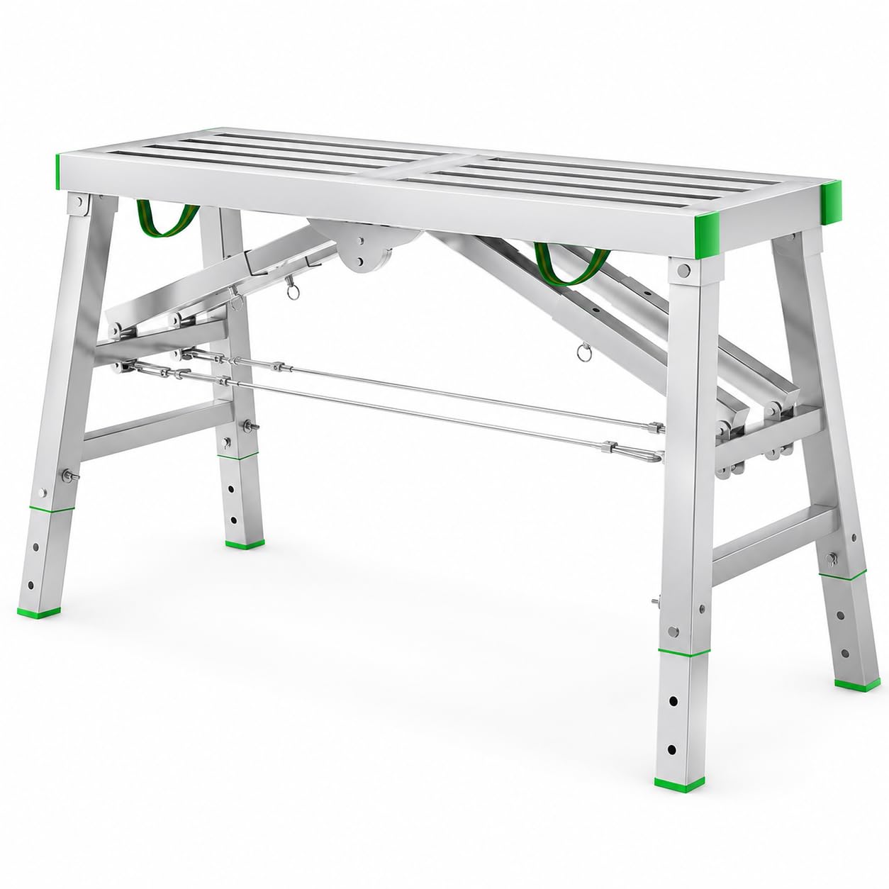 Plataforma de trabajo plegable resistente, capacidad de 400 kg, taburete de escalera ajustable de 2 pies y banco de trabajo portátil