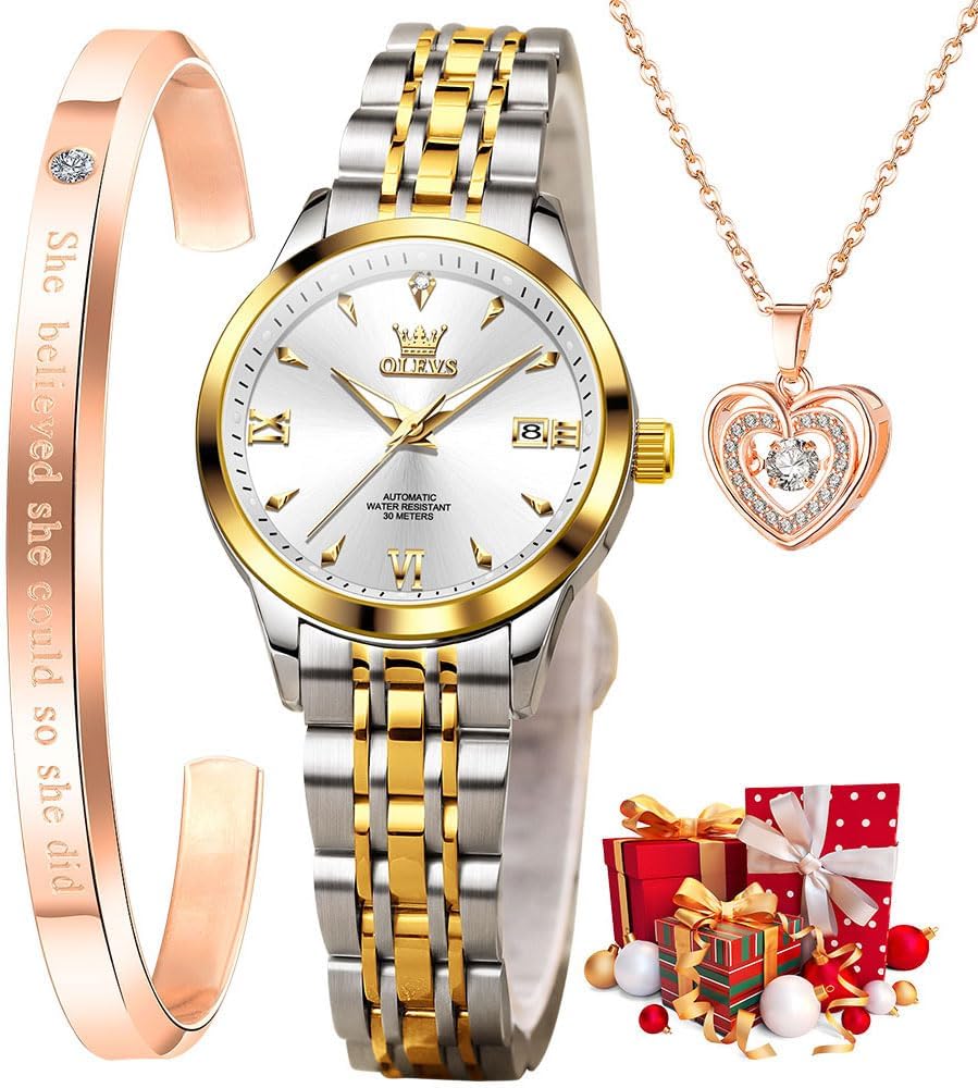 OLEVS Automatic Women's Watches Skeleton Starry Sky Ladies Watch Silver Rose Gold Mechanical Luxury Business Dress Diamond Luminous Waterproof Wrist Watches Watches