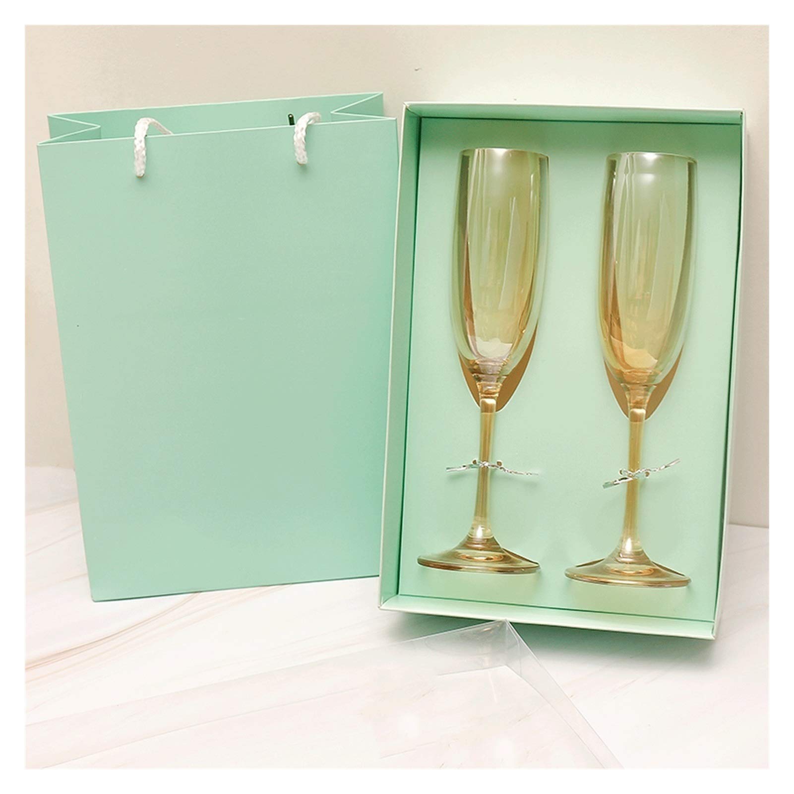 Copas de champán flautas de cristal premium sin plomo de 205 ml en estuche de 2 piezas