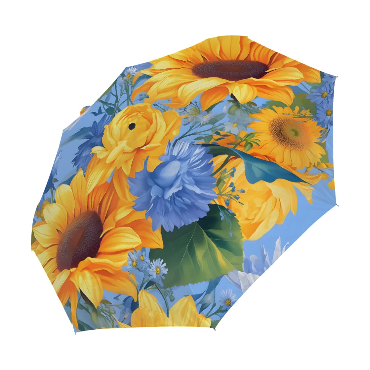 Ombrello pieghevole estivo astratto girasoli ombrello da viaggio compatto antivento impermeabile con protezione UV rivestimento nero leggero 8 coste portatile per pioggia sole