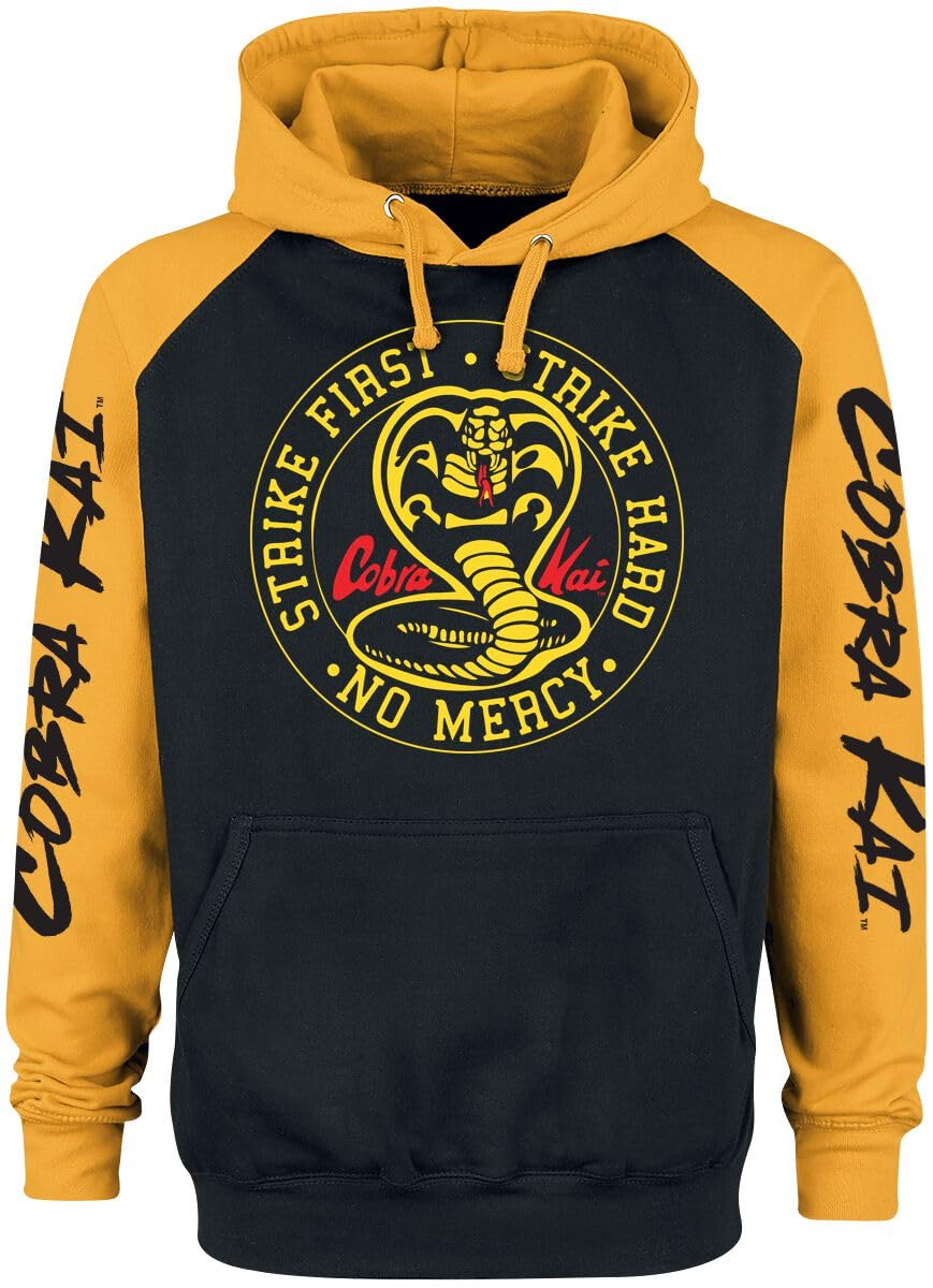 Cobra Kai Strike First Uomo Felpa con Cappuccio Nero/Giallo Regular