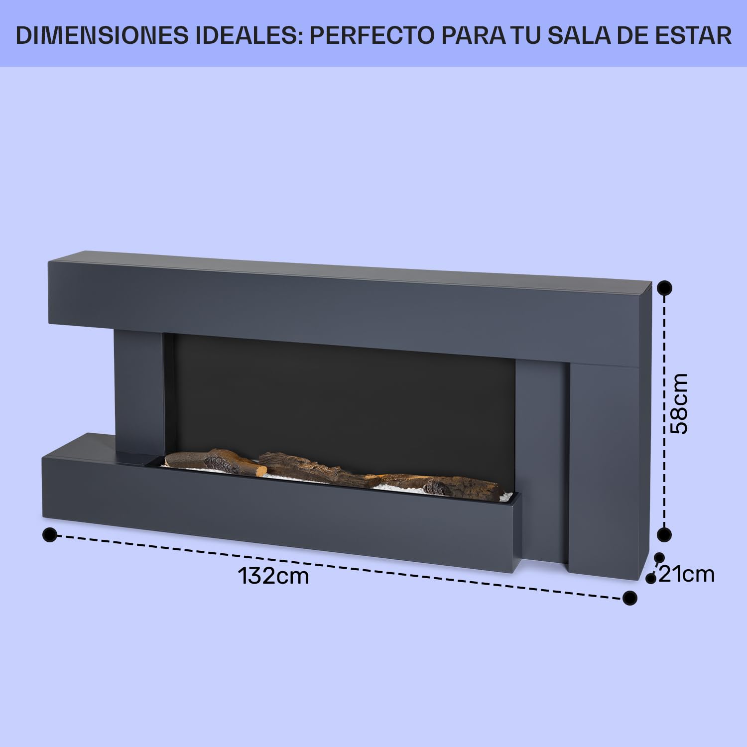 Klarstein Chimenea Eléctrica LED 2000W con Mando a Distancia, Temporizador y Control Automático de Temperatura