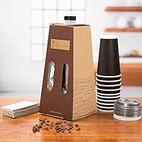 Vista 5 de Restaurantware Cater Tek - Recipientes de café para llevar de 96 onzas, 10 servidores desechables de bebidas – con asa aislada de papel kraft