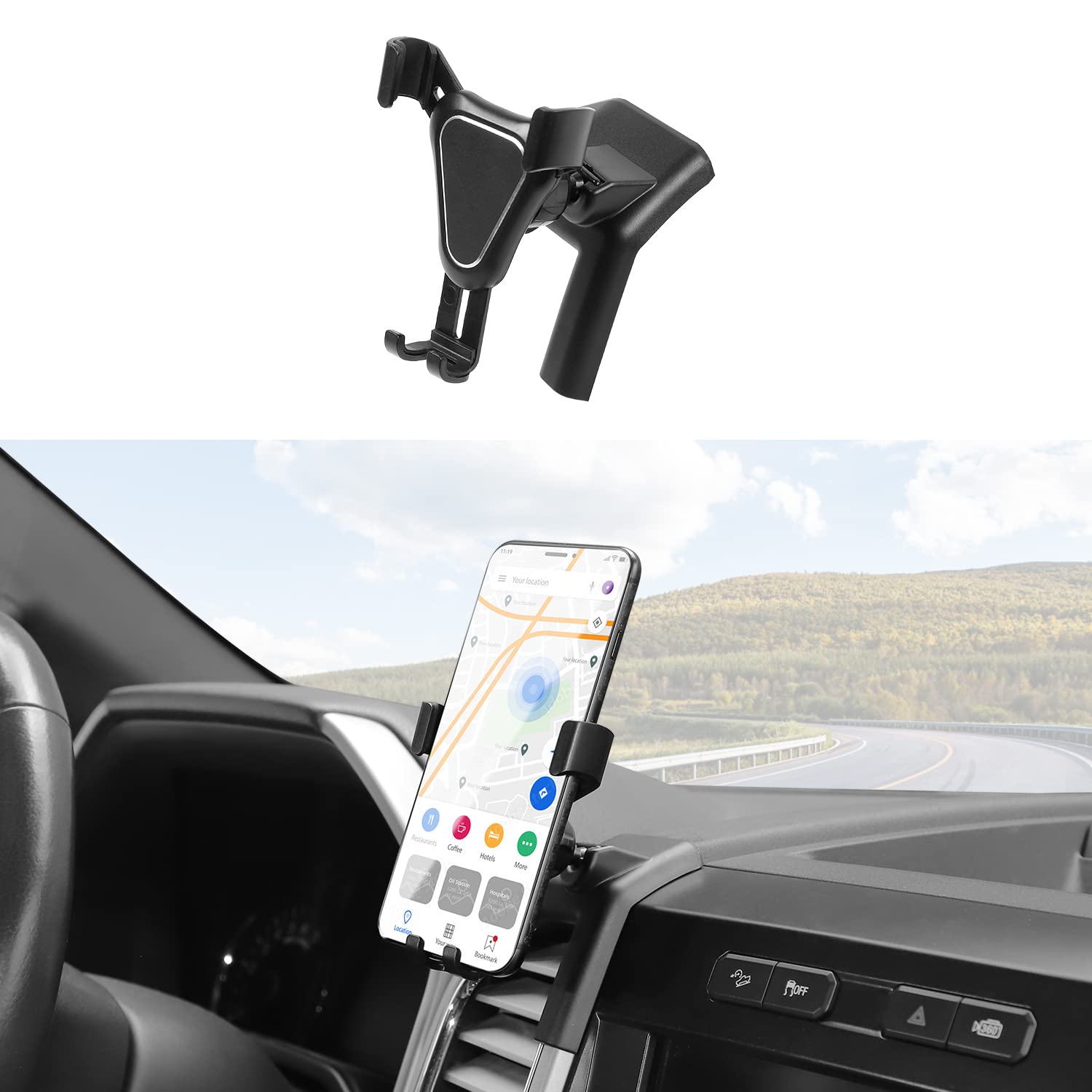 PDKLIN Compatible with Ford F150 Dash Phone Holder, Dashboard 360° Mobile Phone Mount Compatible with Frod F150 2015-2020, Interior Accessories